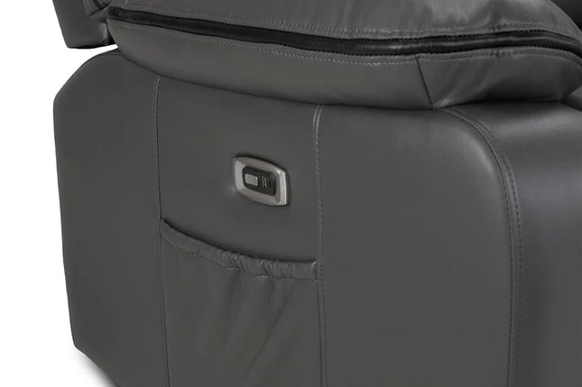 Flint 3+2 Seater Electric Recliner Sofa Set – Stylish Grey Leather Comfort Seating