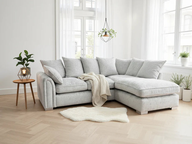 Cove Sofa Right Hand L Shape Corner Sofa Bed – Stylish Silver Comfort Seating