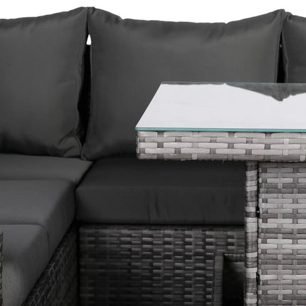 Luxury Eclipse Rattan Corner Garden Set With Rising Table Outdoor Patio Furniture - Grey Right Hand