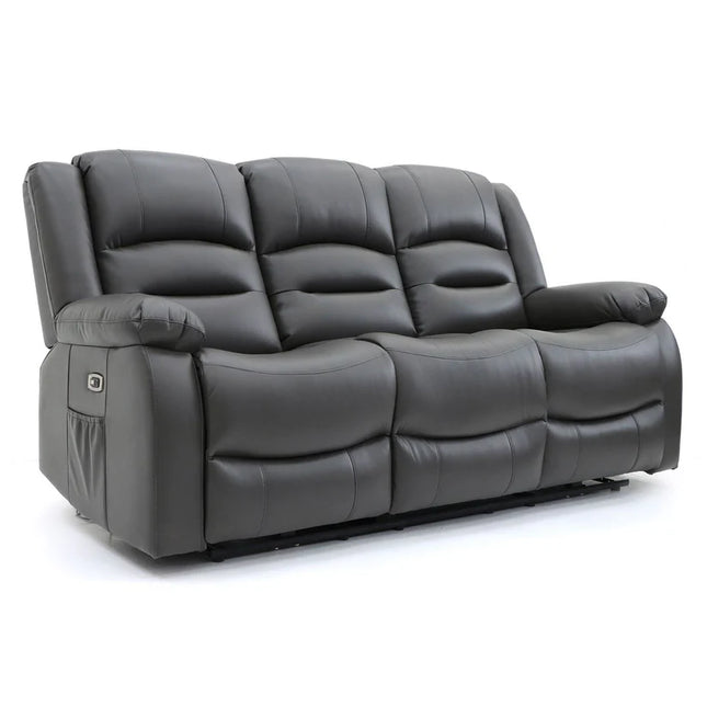 Lumo 3 Seater Electric Recliner Sofa – Stylish Grey Leather Comfort Seating