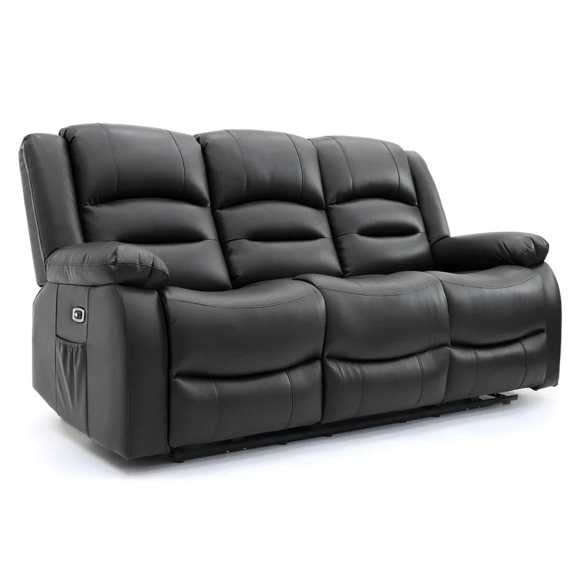 Lumo 3 Seater Electric Recliner Sofa – Stylish Black Leather Comfort Seating