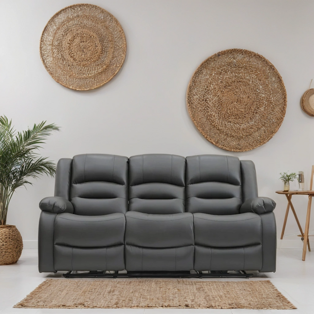 Lumo 3 Seater Electric Recliner Sofa – Stylish Grey Leather Comfort Seating
