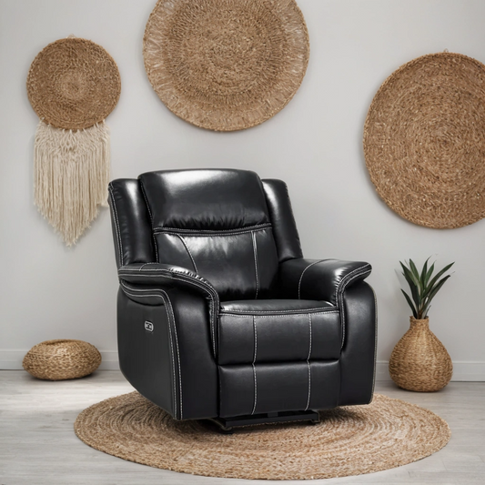 Flow Tech Armchair Electric Recliner Sofa – Stylish Black Leather Comfort Seating