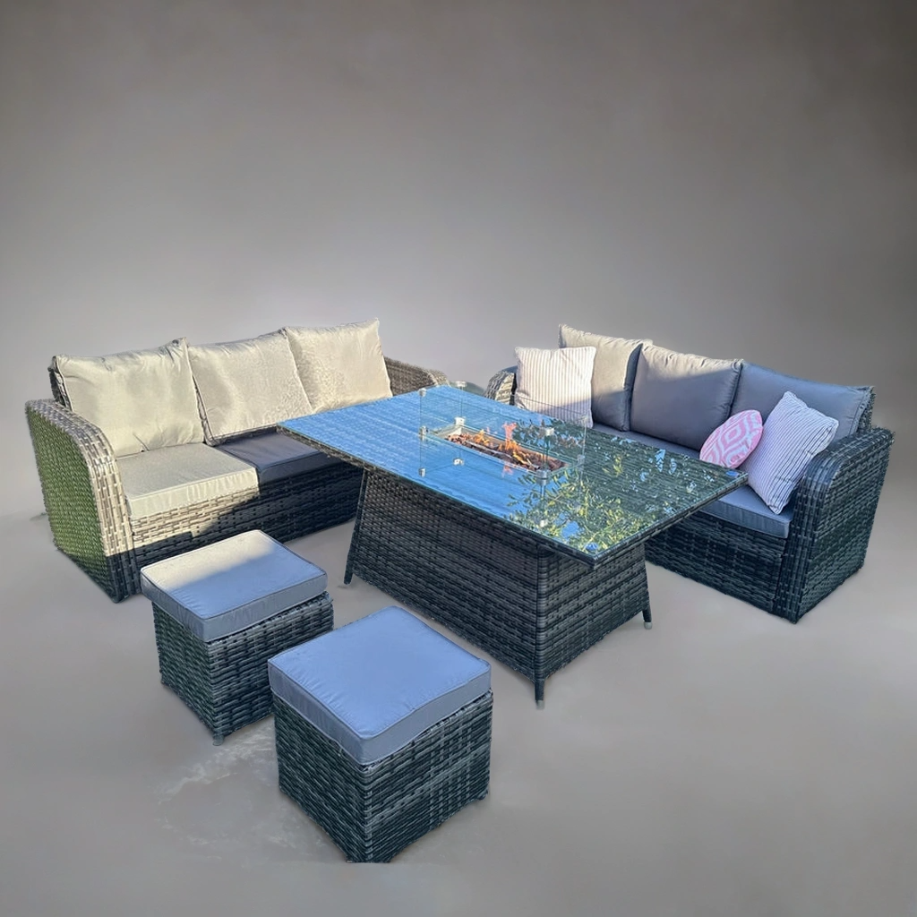 Cove Rattan Garden Furniture Set Firepit Sofa Outdoor Furniture