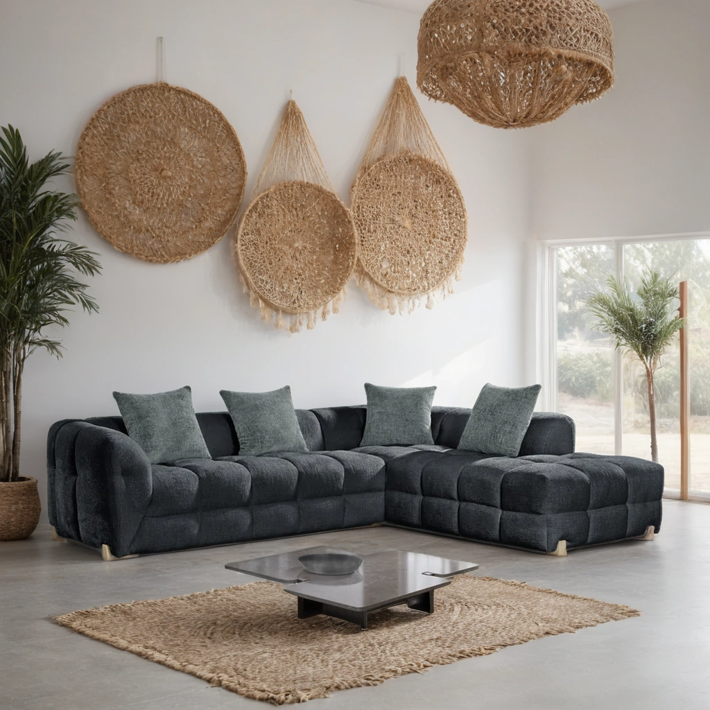 Lume Sofa L Shape Corner – Stylish Charcoal Comfort Seating