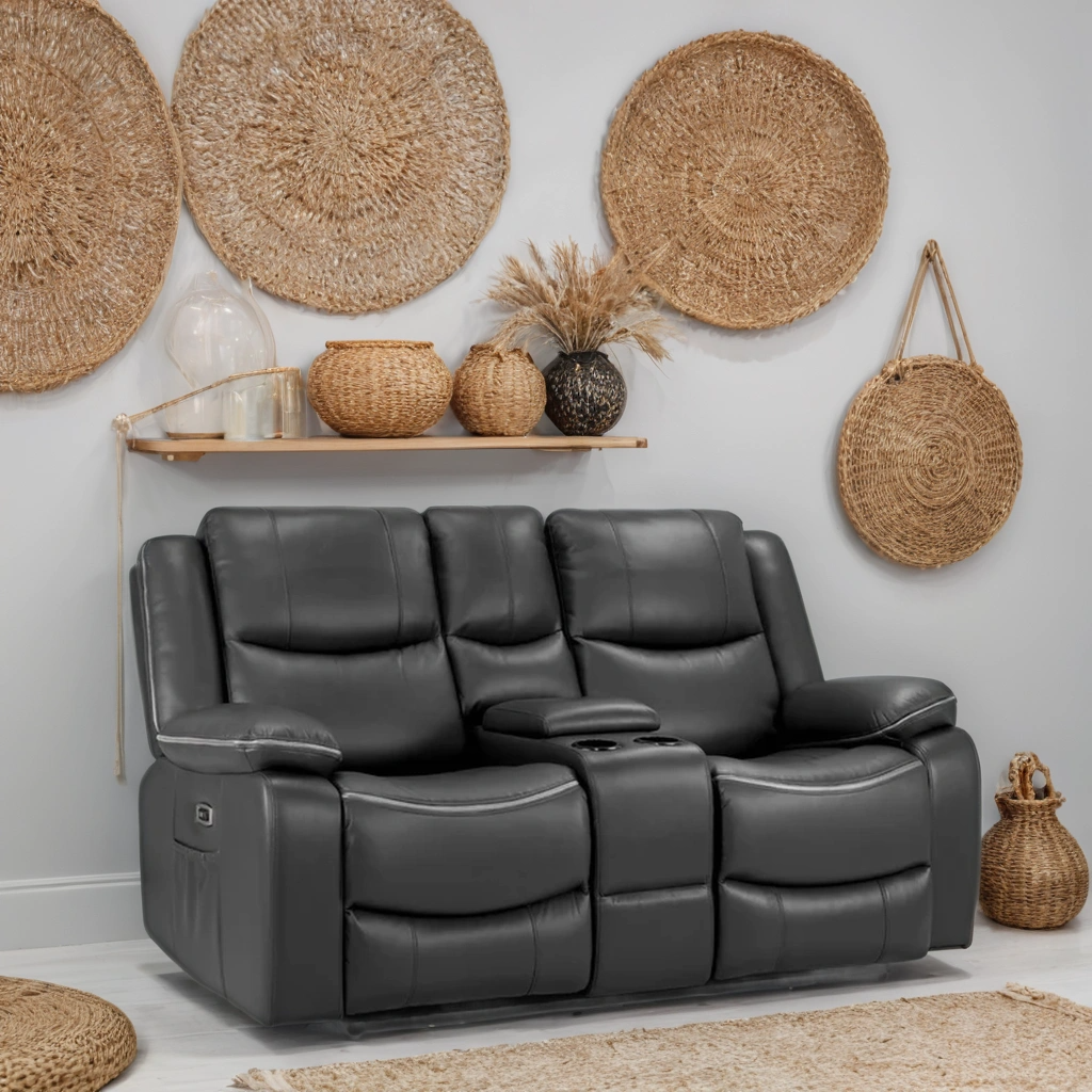 Flint 2 Seater Electric Recliner Sofa – Stylish Black Leather Comfort Seating