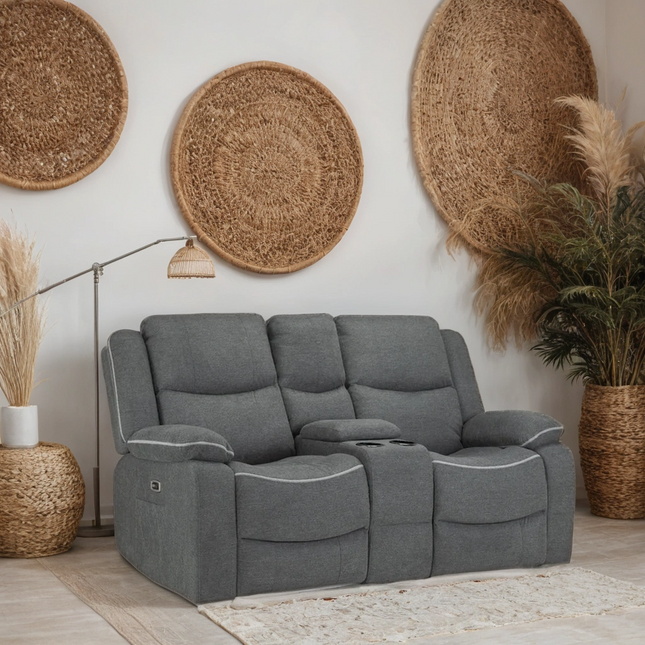 Flint 2 Seater Electric Recliner Sofa – Stylish Graphite Fabric Comfort Seating