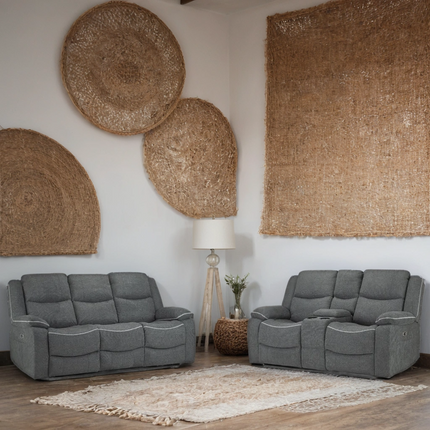 Flint 3+2 Seater Electric Recliner Sofa Set – Stylish Graphite Fabric Comfort Seating