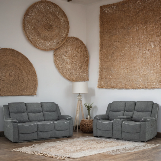 Flint 3+2 Seater Electric Recliner Sofa Set – Stylish Graphite Fabric Comfort Seating