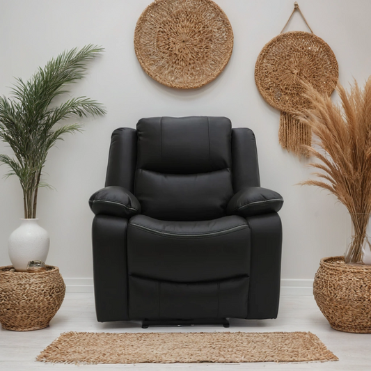 Flint 1 Seater Electric Recliner Armchair Sofa – Stylish Black Leather Comfort Seating