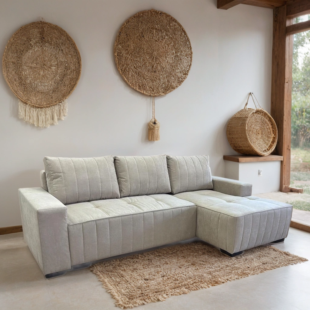 Sable Sofa Bed L Shape Corner – Stylish Beige Comfort Seating (Right Hand)