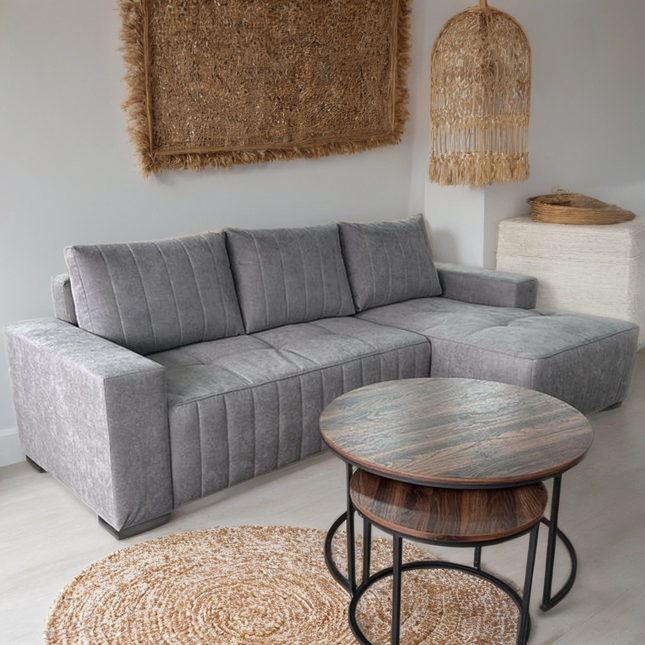 Sable Sofa Bed L Shape Corner – Stylish Grey Comfort Seating (Right Hand)