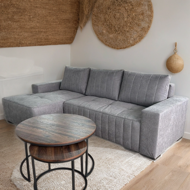 Sable Sofa Bed L Shape Corner – Stylish Grey Comfort Seating (Left Hand)