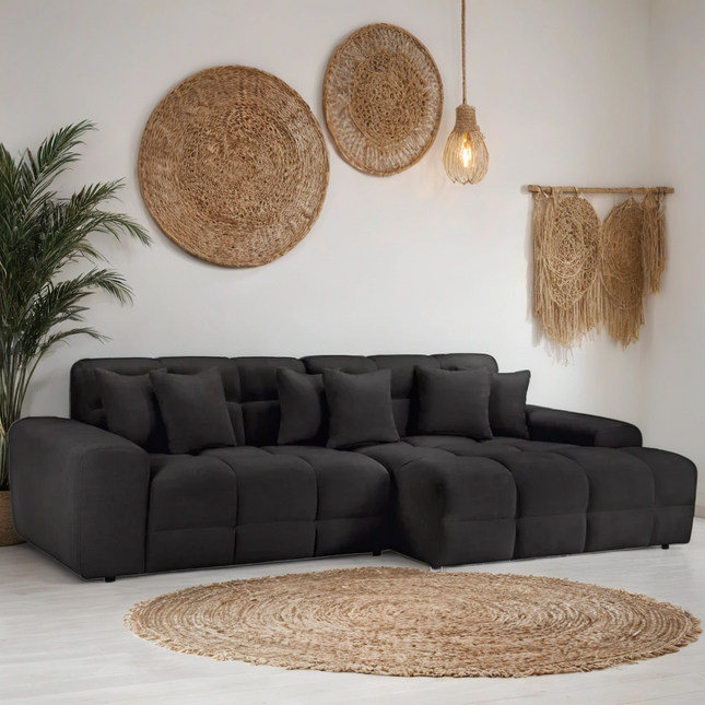 Loofie Cloud Sofa L Shape Corner – Stylish Black Comfort Seating (Right Hand)