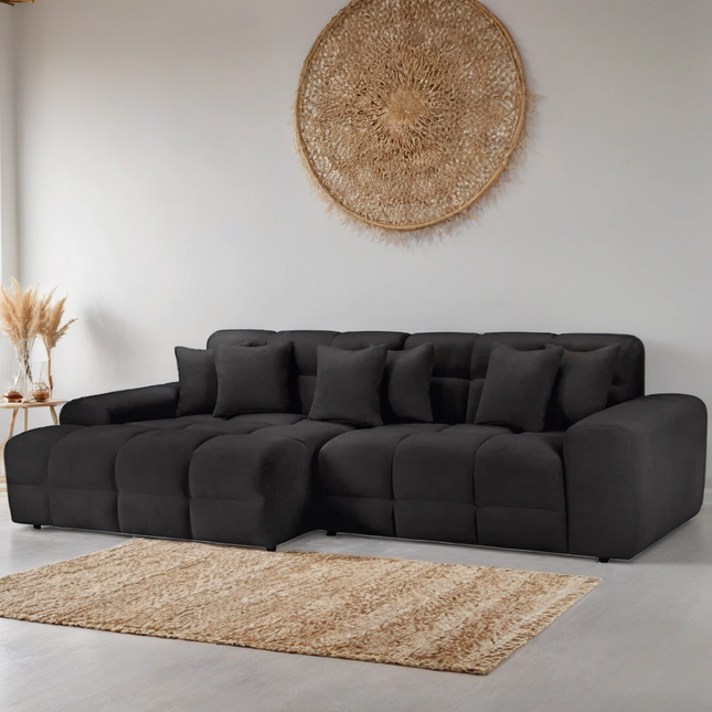 Loofie Cloud Sofa L Shape Corner – Stylish Black Comfort Seating (Left Hand)