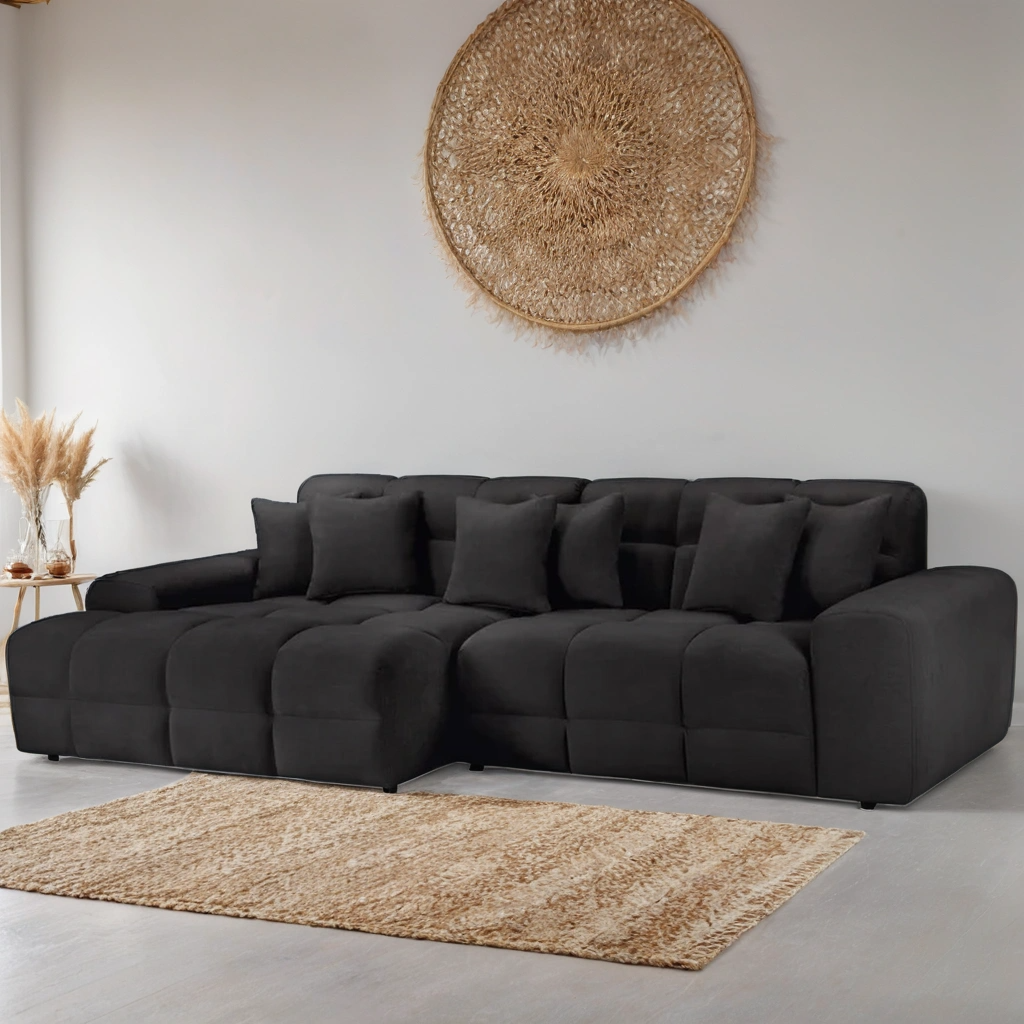 Loofie Cloud Sofa L Shape Corner – Stylish Black Comfort Seating (Left Hand)