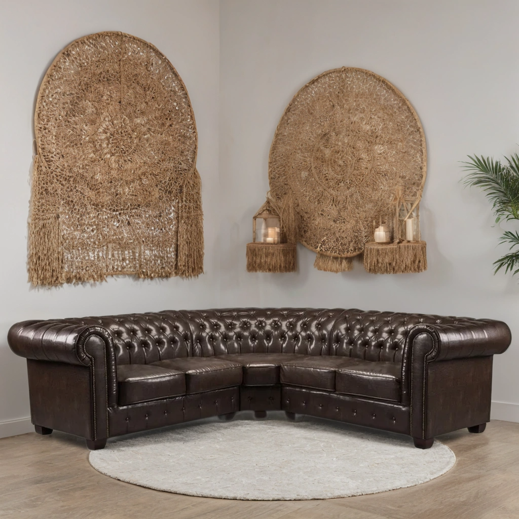 Chesterfield Sofa Antique Brown Large Corner