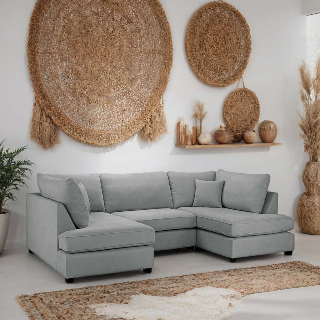 Chesbee Sofa U Shape Corner Sofa – Stylish Grey Comfort Seating