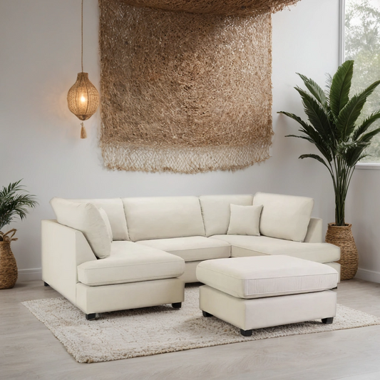 Chesbee Sofa U Shape Corner Sofa – Stylish Beige Comfort Seating