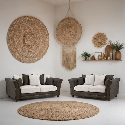 Tuxelle 3+2 Sofa Set – Stylish Grey / Brown Comfort Seating