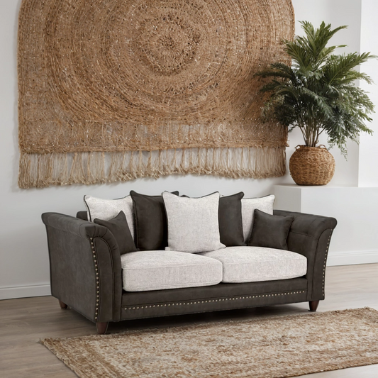 Tuxelle 3 Seater Sofa – Stylish Grey / Brown Comfort Seating