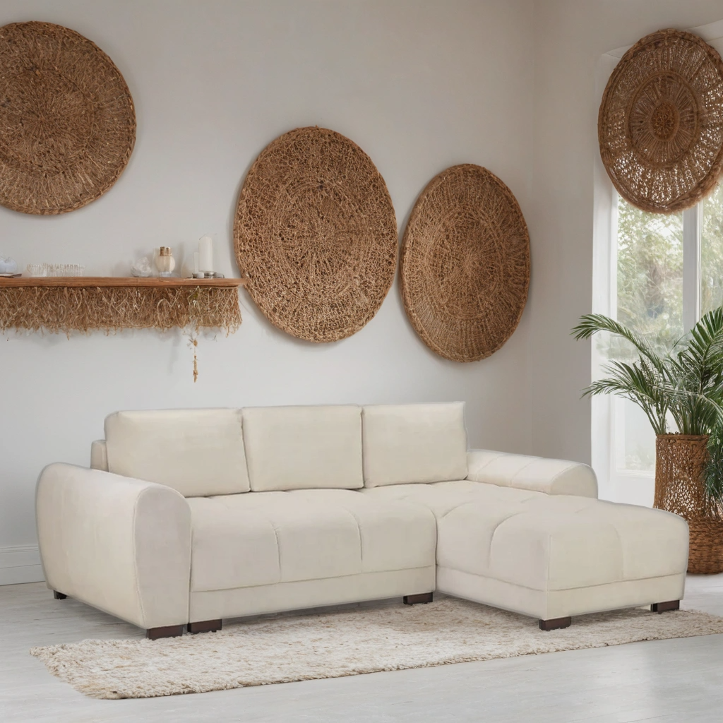 Osla Sofa L Shape Corner Sofa Bed – Stylish Cream Comfort Seating