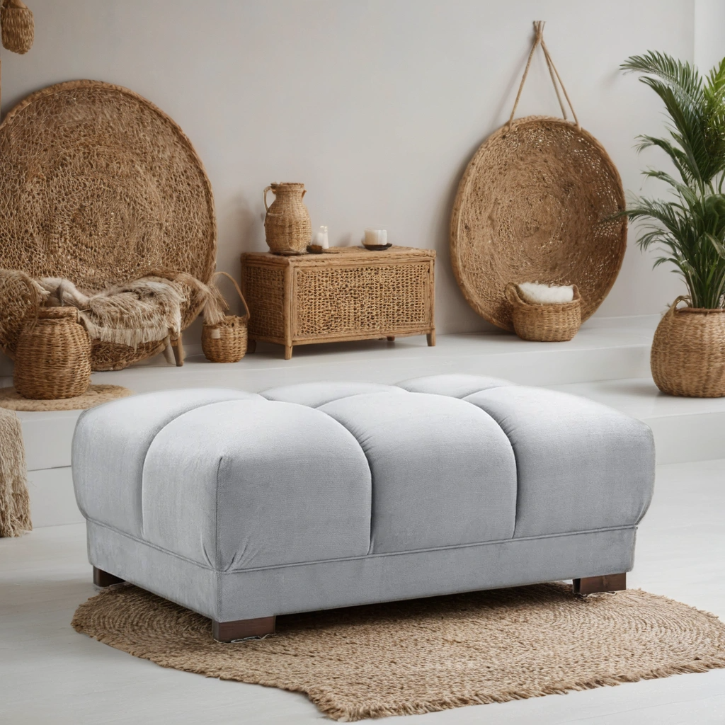 Osla Sofa Grey Footstool Stylish Cream Comfort Seating