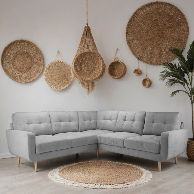 Vera Corner Sofa Set – Stylish Grey Comfort Seating