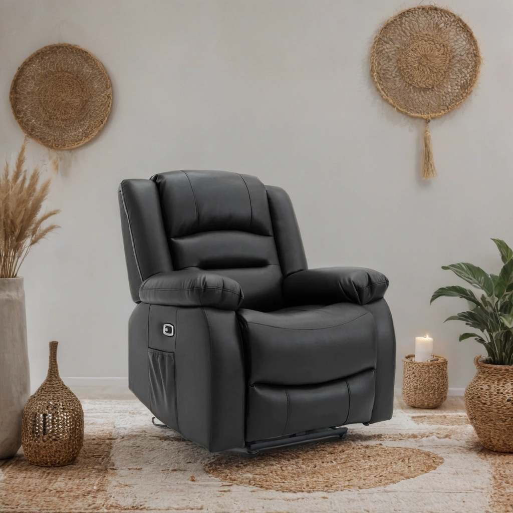 Lumo Armchair Electric Recliner Sofa – Stylish Black Leather Comfort Seating