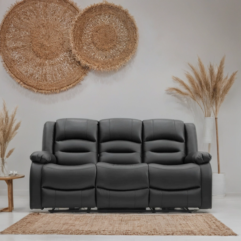 Lumo 3 Seater Electric Recliner Sofa – Stylish Black Leather Comfort Seating