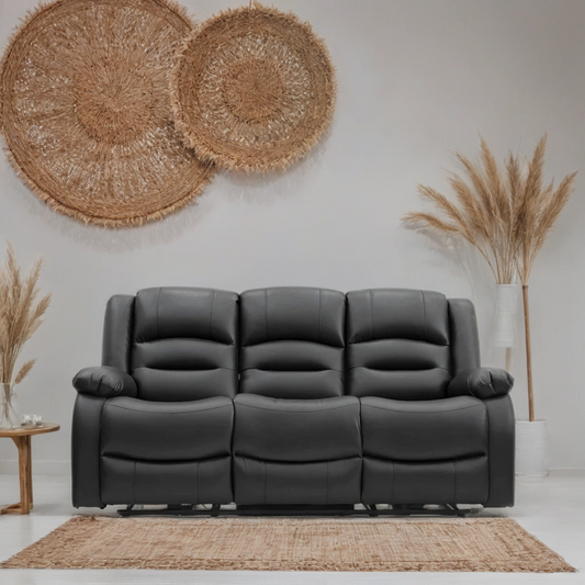 Lumo 3 Seater Electric Recliner Sofa – Stylish Black Leather Comfort Seating