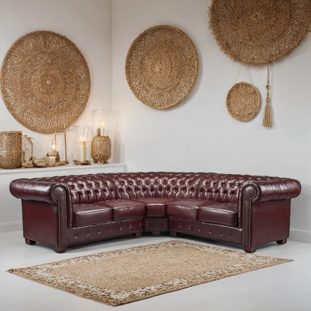 Chesterfield Sofa Red Large Corner