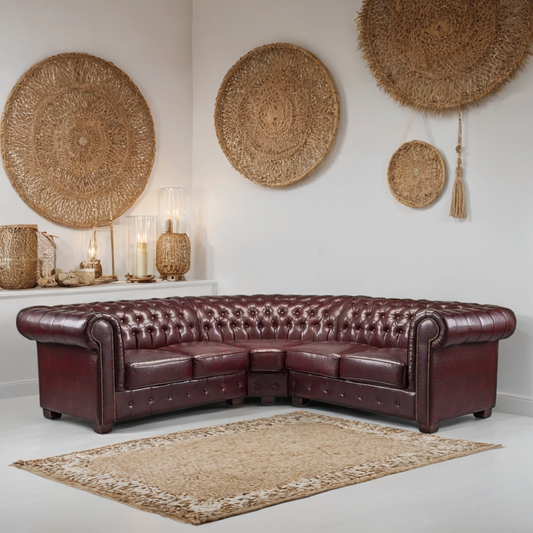 Chesterfield Sofa Red Large Corner