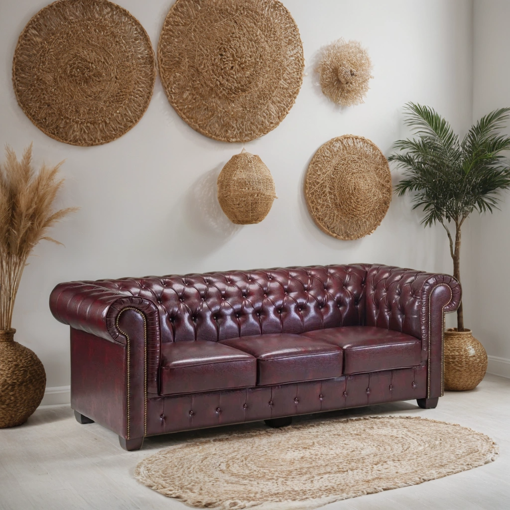 Chesterfield Sofa Red 3 Seater