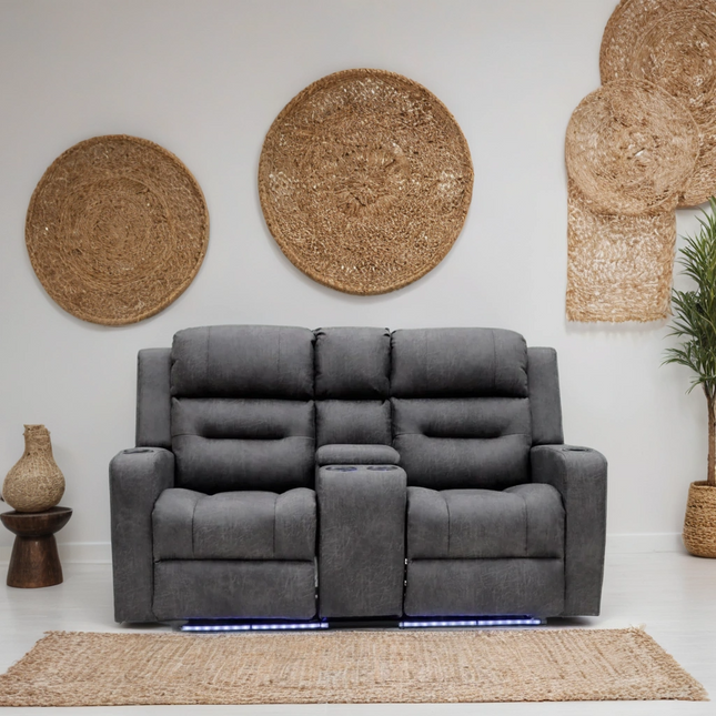Reed Tech 2 Seater Electric Recliner Sofa – Stylish Grey Fabric Comfort Seating