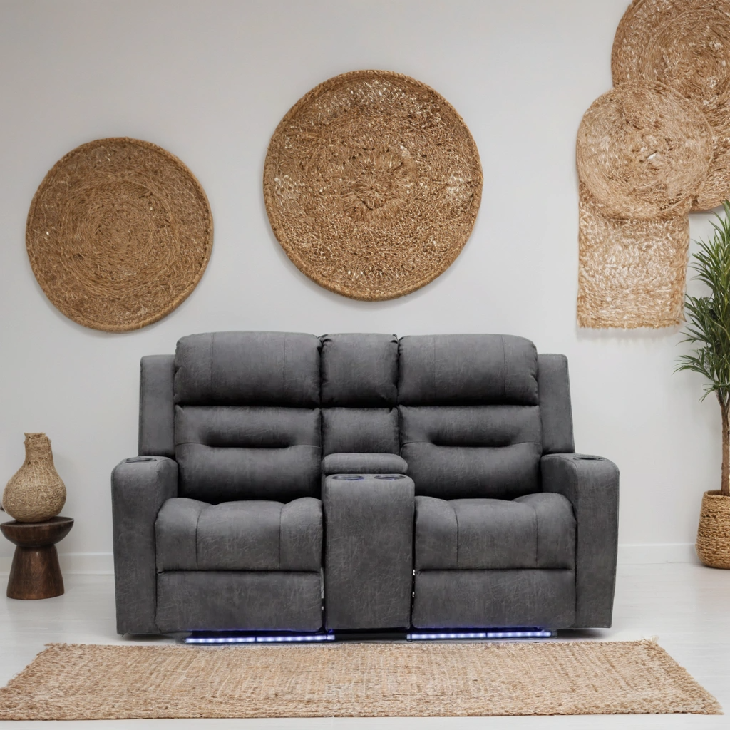 Reed Tech 2 Seater Electric Recliner Sofa – Stylish Grey Fabric Comfort Seating