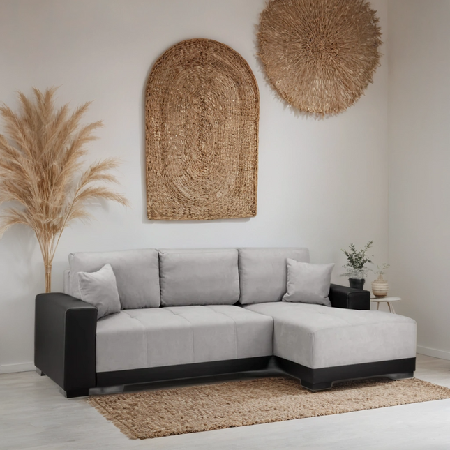 Nest Sofa Bed L Shape Corner – Stylish Black / Grey Comfort Seating (Right Hand)