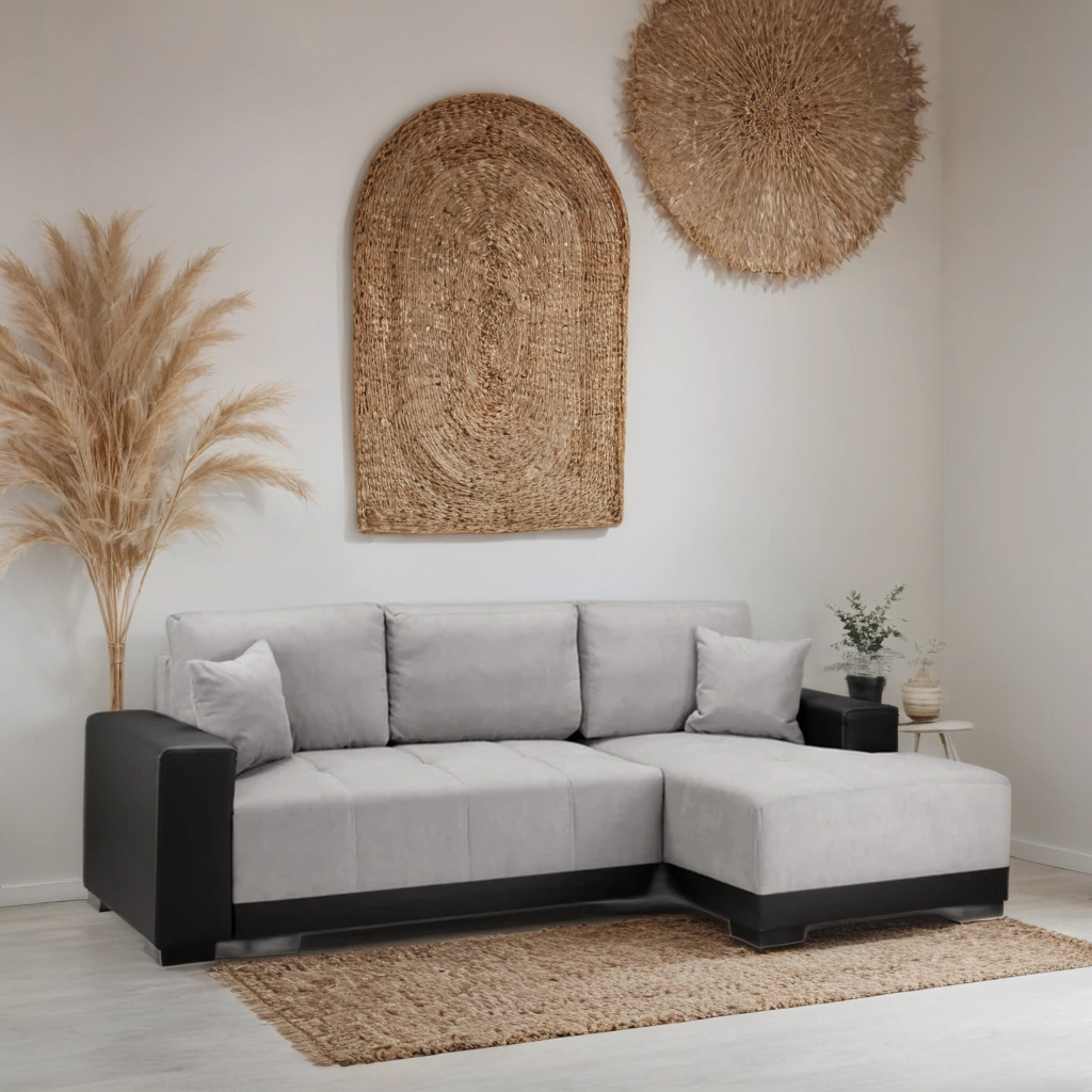 Nest Sofa Bed L Shape Corner – Stylish Black / Grey Comfort Seating (Right Hand)