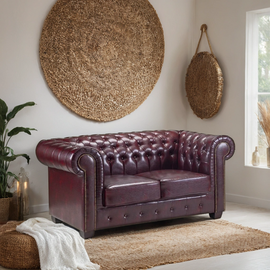 Chesterfield Sofa Red 2 Seater