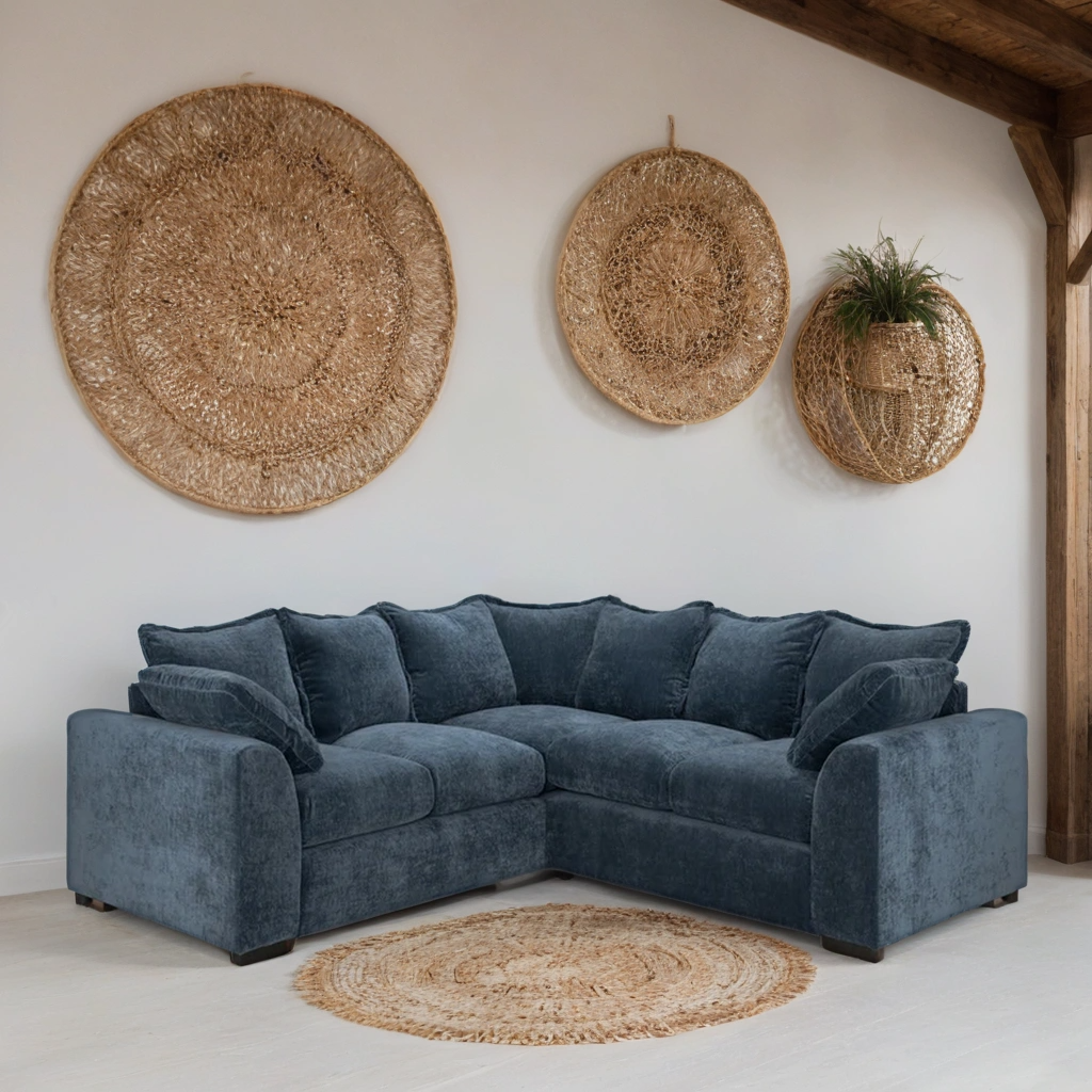Ember Sofa L Shape Corner – Stylish Blue Comfort Seating
