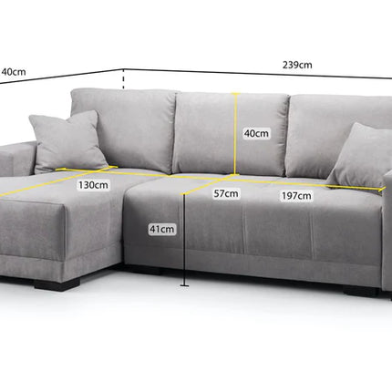 Nest Sofa Bed L Shape Corner – Stylish Grey Comfort Seating (Left Hand)