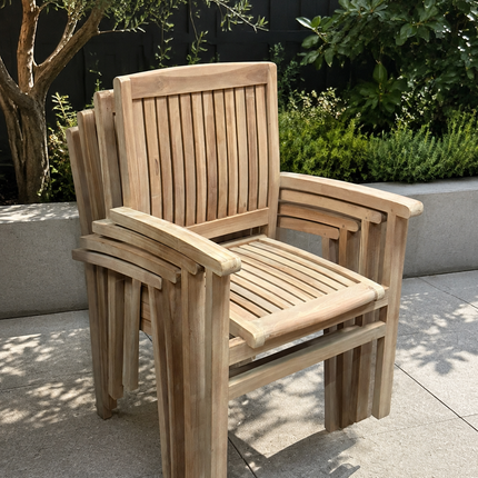 Deluxe Teak Garden Stacking Chairs (4 Pack)