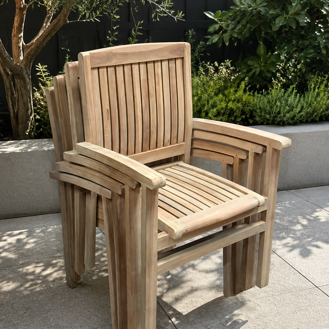 Deluxe Teak Garden Stacking Chairs (4 Pack)