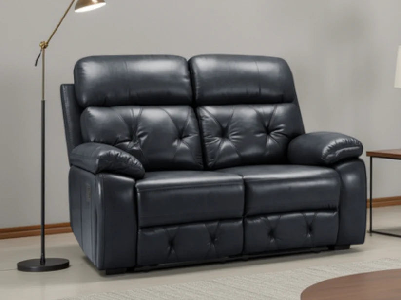 Opal 2 Seater Manual Recliner Sofa – Stylish Black Leather Comfort Seating