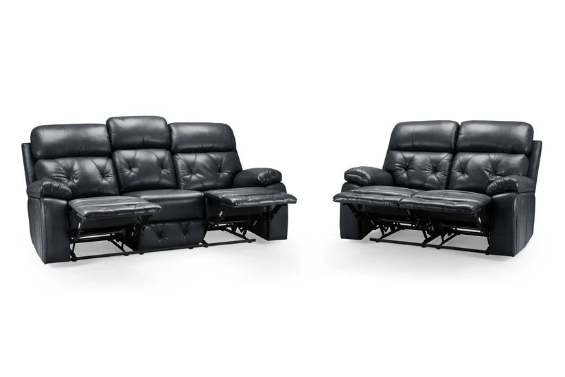 Opal 3+2 Seater Manual Recliner Sofa – Stylish Black Leather Comfort Seating
