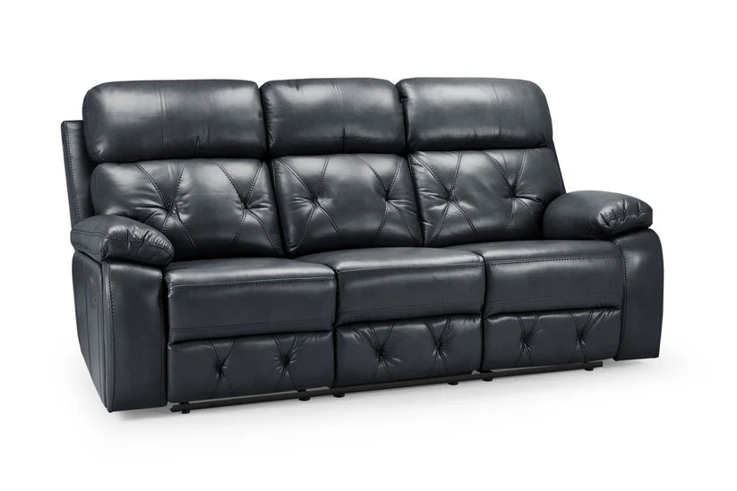 Opal 3 Seater Manual Recliner Sofa – Stylish Black Leather Comfort Seating