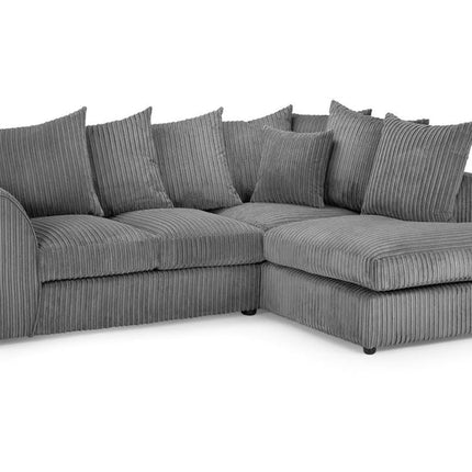 Pebble Corded Sofa L Shape Corner – Stylish Grey Right Hand Comfort Seating