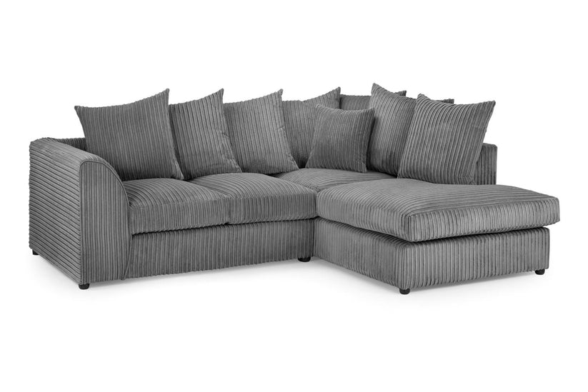 Pebble Corded Sofa L Shape Corner – Stylish Grey Right Hand Comfort Seating