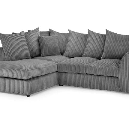 Pebble Corded Sofa L Shape Corner – Stylish Grey Left Hand Comfort Seating