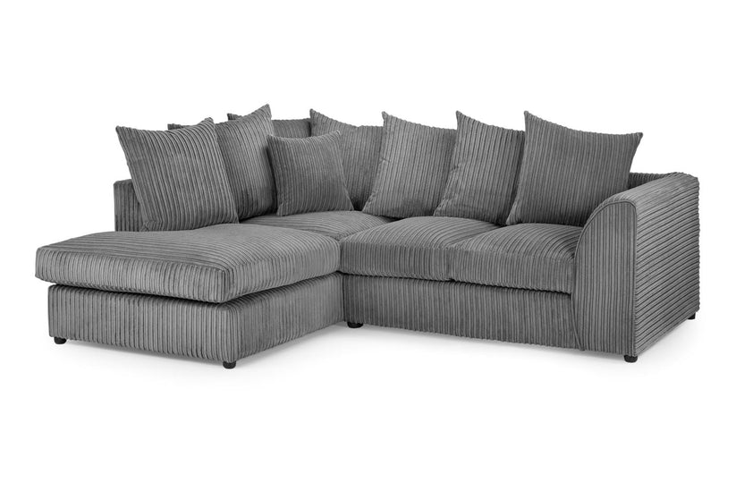 Pebble Corded Sofa L Shape Corner – Stylish Grey Left Hand Comfort Seating